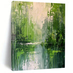 “Green - Blue Forest Reflection” - Impressionistic Landscape Painting On Canvas DS002