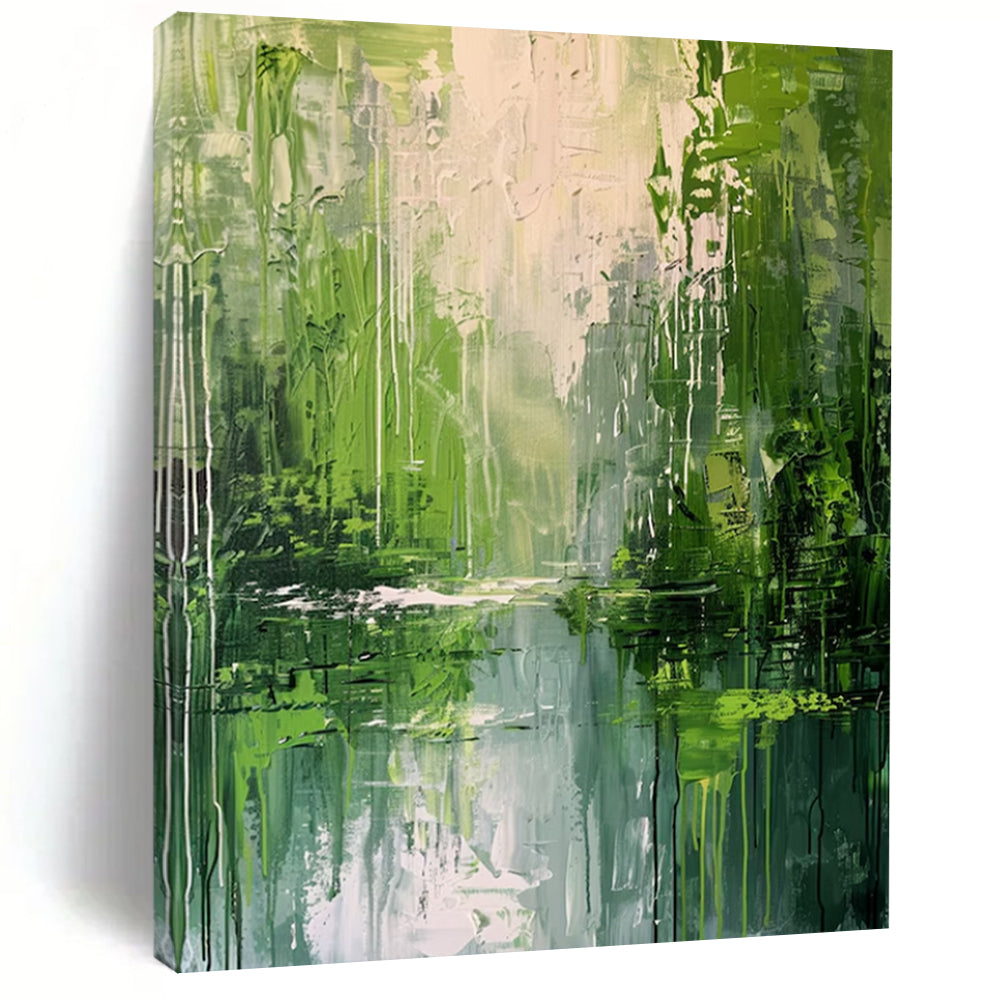 “Green - Blue Forest Reflection” - Impressionistic Landscape Painting On Canvas DS002