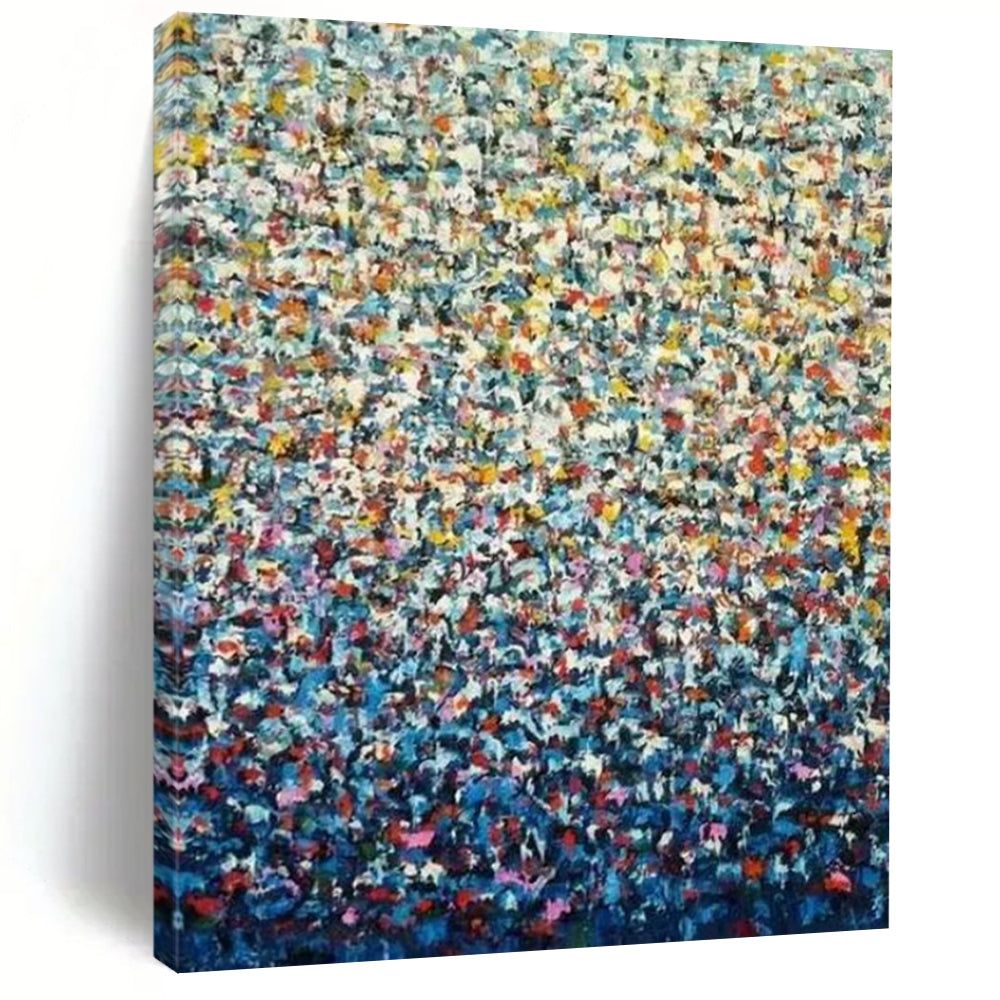 “Colorful Crowd” - Pointillist Figurative Painting On Canvas PT2344