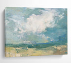 “Blue - Green Abstract Landscape” - Impressionist Hues “Sunny Dune” Painting On Canvas PT1674
