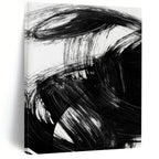 “Dynamic Black Brushstrokes” - Bold, Swirling Forms on White Background Painting On Canvas DS195