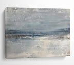 “Gray - Blue Abstract Seaside” - Minimalist Coastal Painting On Canvas PT1578