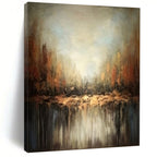 Earthy Tones, "Autumn Reflection" – Abstract Landscape Painting On Canvas PS1034