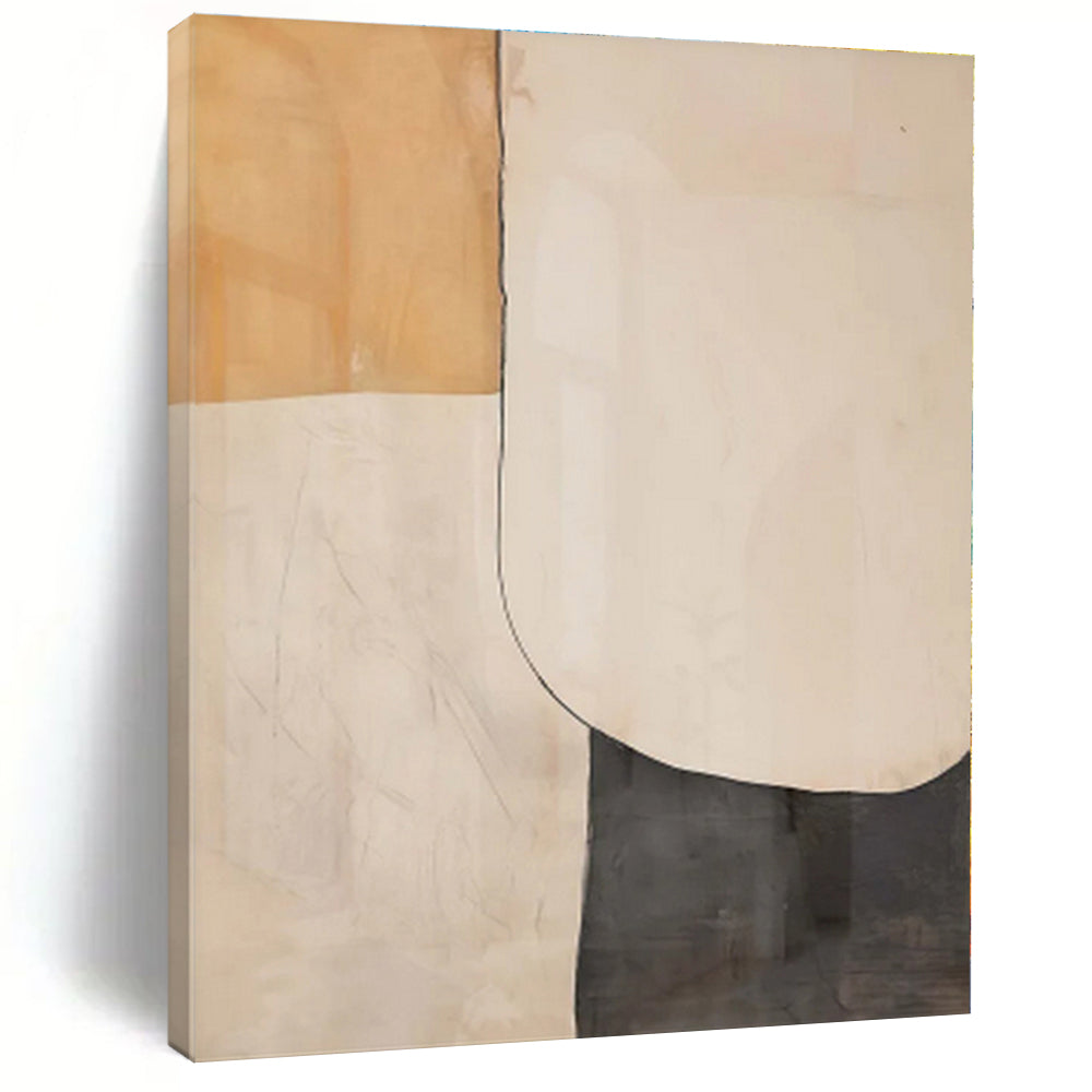 “Neutral Shapes Abstract” - Beige, Gray Abstract Painting On Canvas PS0453