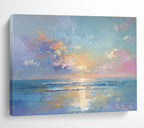Vibrant Seaside Sunset - Impressionistic Seascape Painting On Canvas DKS363