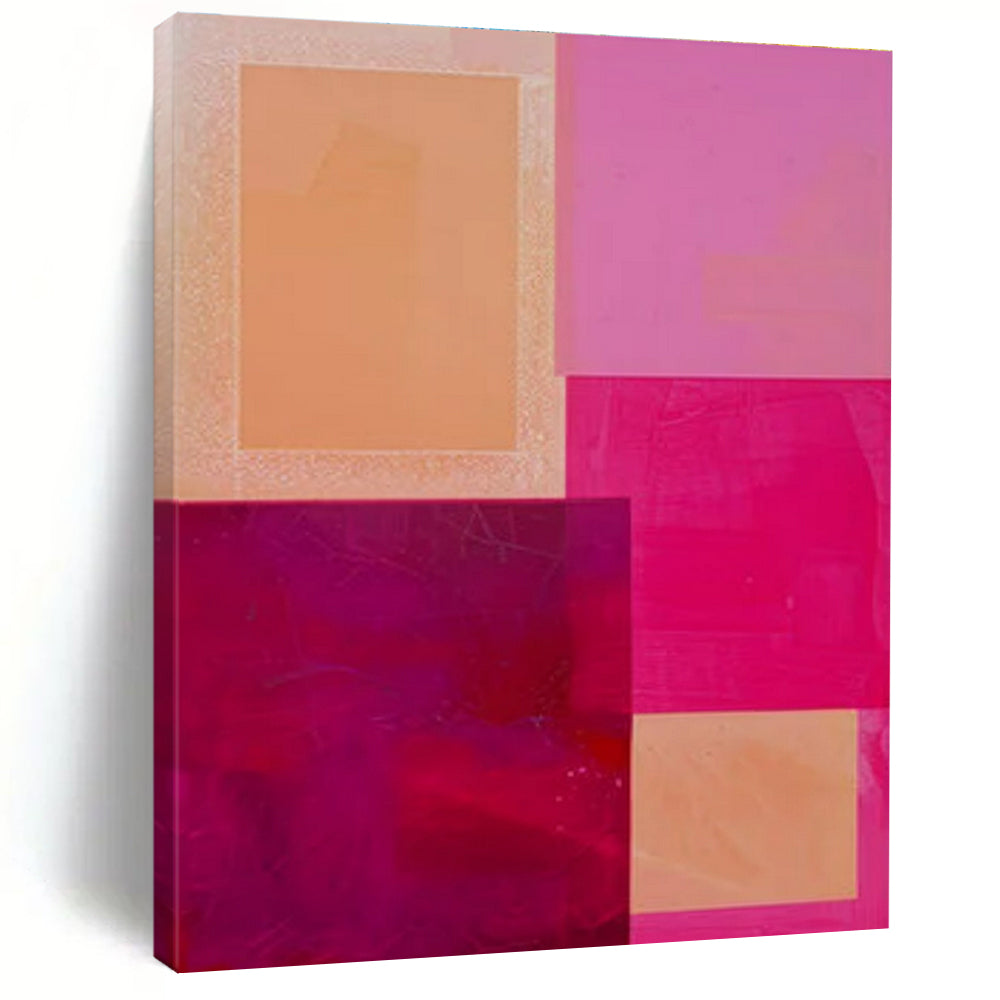 Orange, Pink, Peach with Overlapping Rectangles "Warm Layers" Abstract Painting On Canvas PS1480