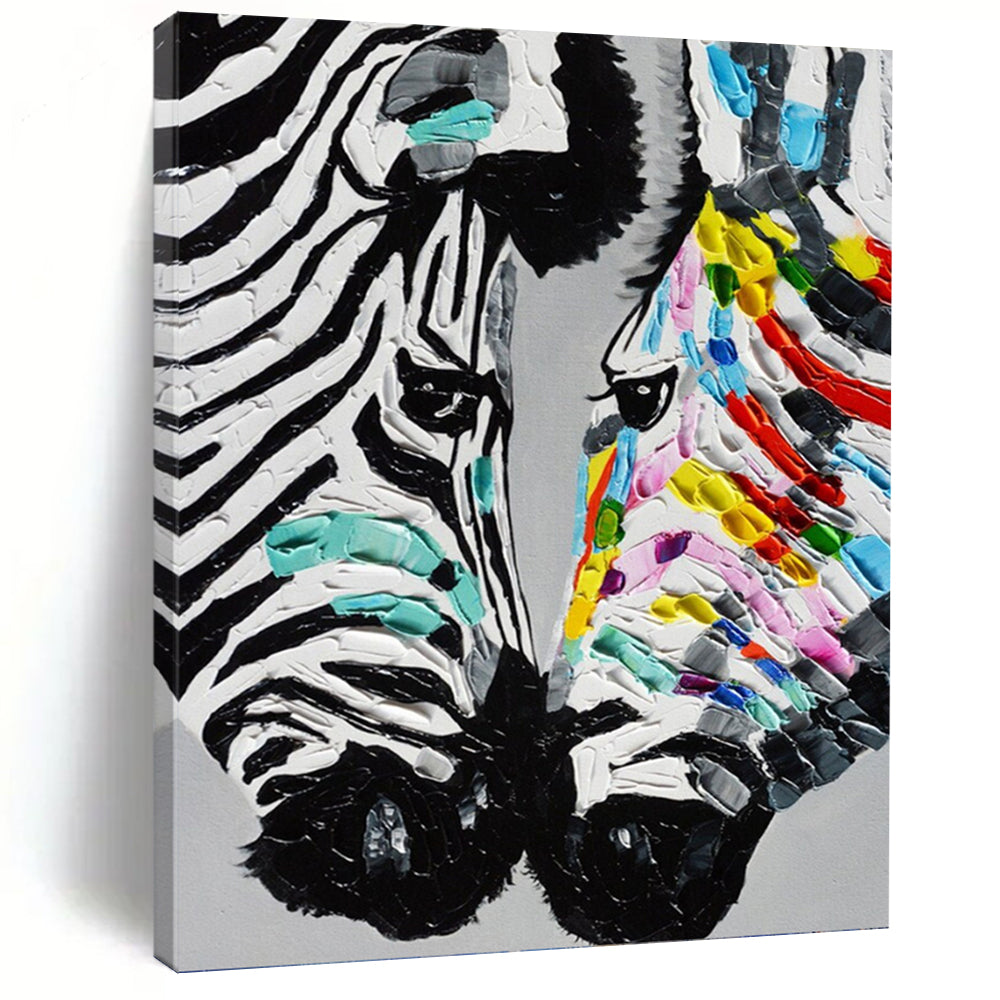 “Colorful Zebra Portrait” - Abstract, Vibrant - Styled Painting On Canvas PT1545
