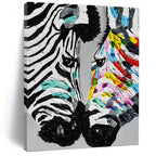 “Colorful Zebra Portrait” - Abstract, Vibrant - Styled Painting On Canvas PT1545