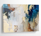Blue, Brown, and White Abstract Modern Abstract Painting On Canvas DKS130