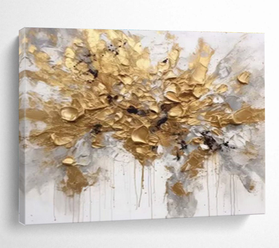 Golden Burst - Abstract Acrylic Painting, Fit for Studio & Gallery Wall DKS678