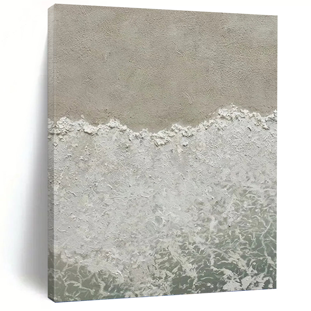 “Beige - White Coastal Shore” - Minimalist Beach Abstract Painting On Canvas PT1127