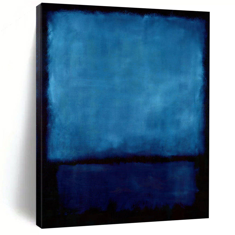 “Deep Blue and Dark Border Abstract” - Color - Blocked Abstract Painting On Canvas PT1943