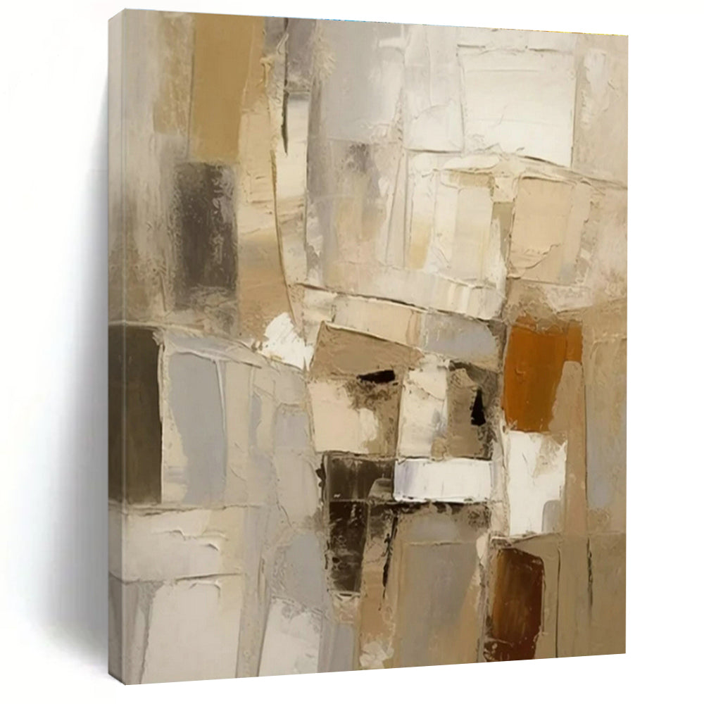 “Neutral Abstract Blocks” - Neutral Multicolor Abstract Painting PS0610