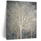 “Gray - Toned Bare Tree Silhouettes” - Abstract Winter Painting On Canvas PT1887