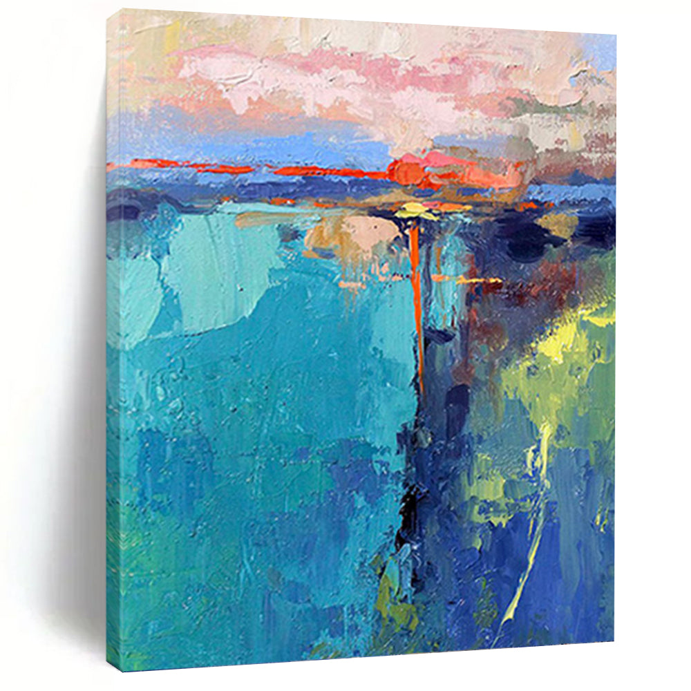 “Colorful Coastal Abstract” - Impressionistic Abstract Painting On Canvas PT1030
