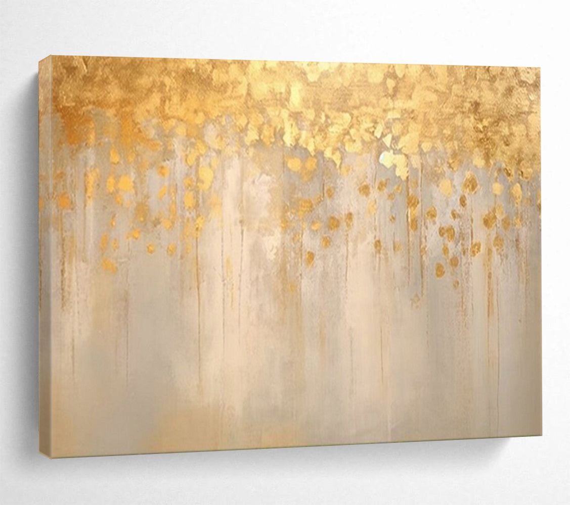 “Gilded Drip Elegance” - Gold - Accent Abstract Painting On Canvas PT1535