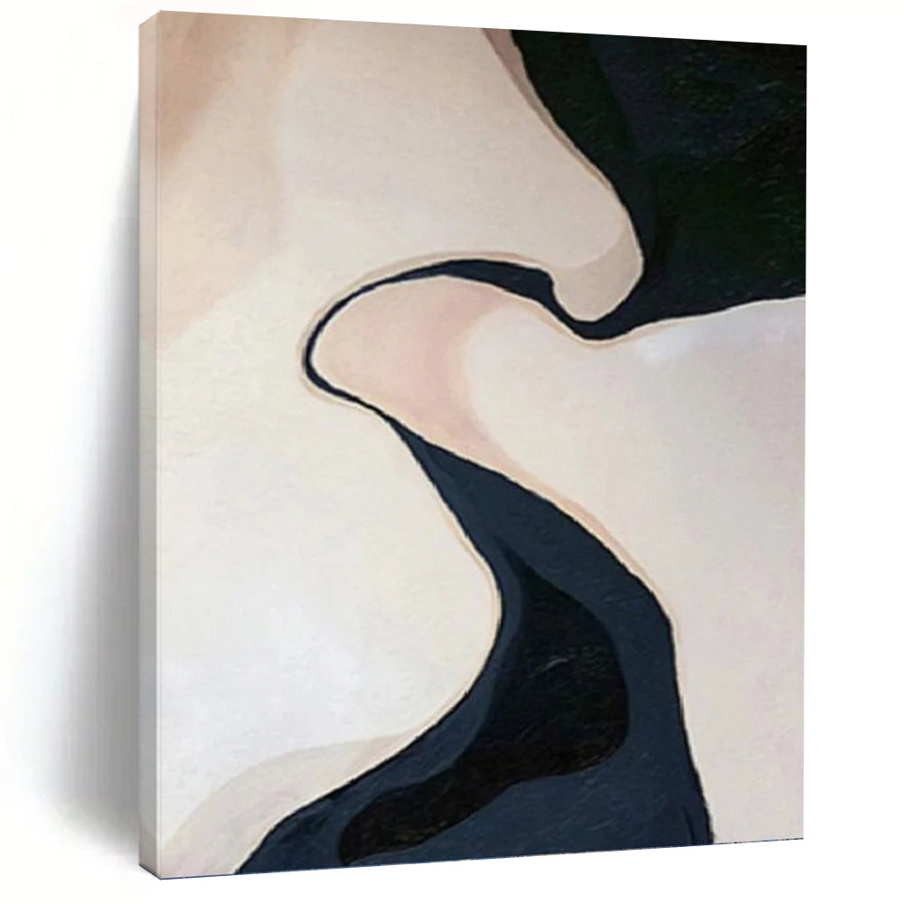 “Black - White Curved Forms” - Organic Abstract Painting On Canvas PT1120