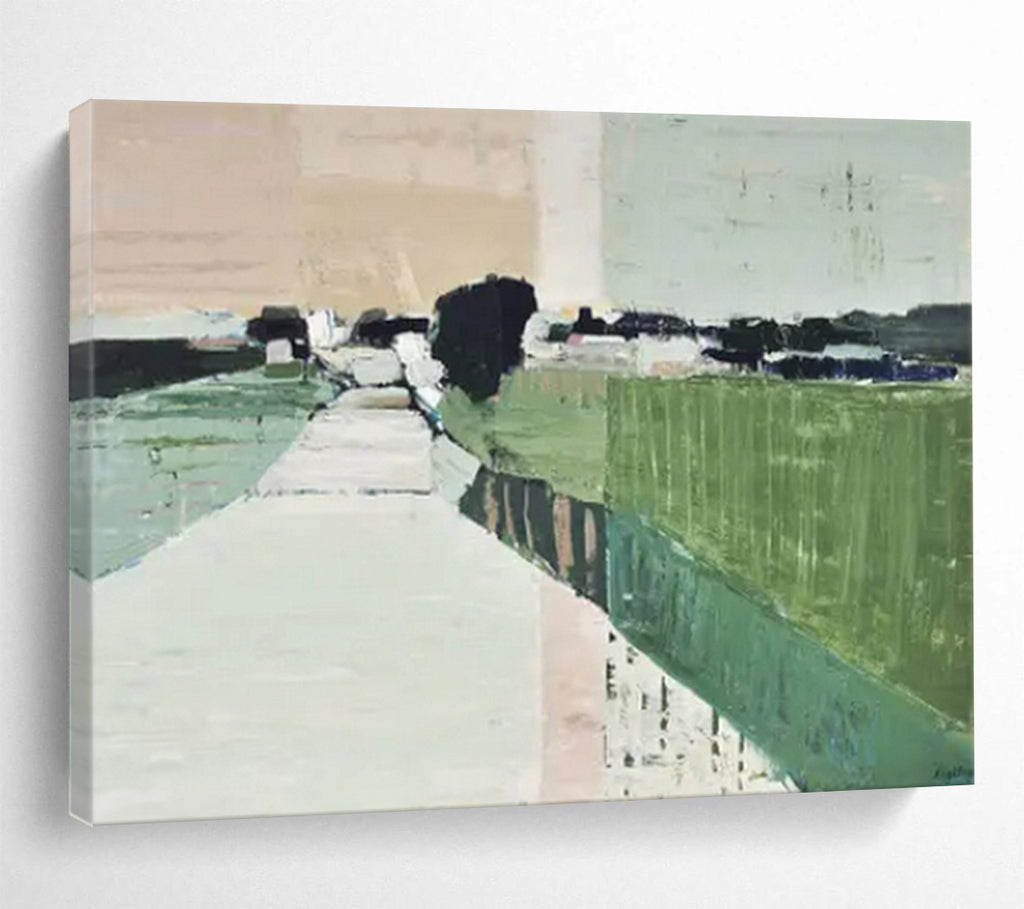 “Green - Path Countryside” - Muted - Landscape Painting On Canvas PT1540