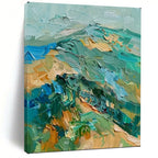 Textured Mountainscape, Impasto Abstract, Cézanne - Inspired, Painting On Canvas PT2120