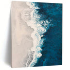 Blue, White with Aerial View "Coastal Waves" Abstract Painting On Canvas PS1400