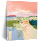 “Pastel Landscape Abstraction” - Pastel Pink, Green, Blue Abstract Landscape Painting On Canvas PS0706