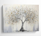 “Silver - Gold Tree” - Metallic Silver “Ethereal Tree” Painting On Canvas PT1619