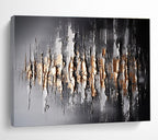 Black, Silver & Gold Textured Abstract Painting On Canvas DKS041
