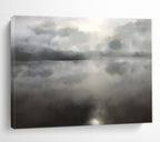 “Monochrome Cloudy Lake Reflection” - Minimalist Landscape Painting On Canvas PT124
