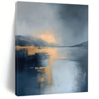 Blue and Gold Abstract, "Golden Reflections" – Abstract Landscape Painting On Canvas PS0940