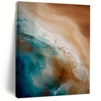 “Beach Waves in Resin” - Blue, Brown, White Abstract Seascape Resin Art PS0765