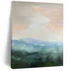 “Soft Pink - Blue Mountainscape” - Impressionistic Landscape Painting On Canvas DS010