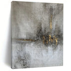 Gray and Gold Textured, "Industrial Elegance" – Abstract Mixed - Media On Canvas PS0900