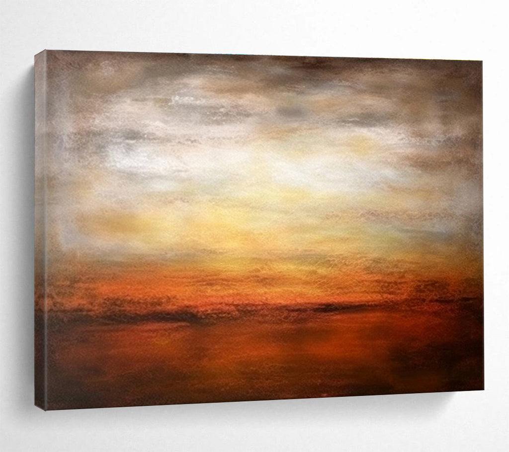 Warm Sunset Horizon - Gradient Landscape Painting On Canvas DKS343