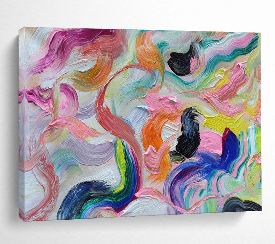 “Rainbow Waves of Joy” Abstract Painting On Canvas DKS292
