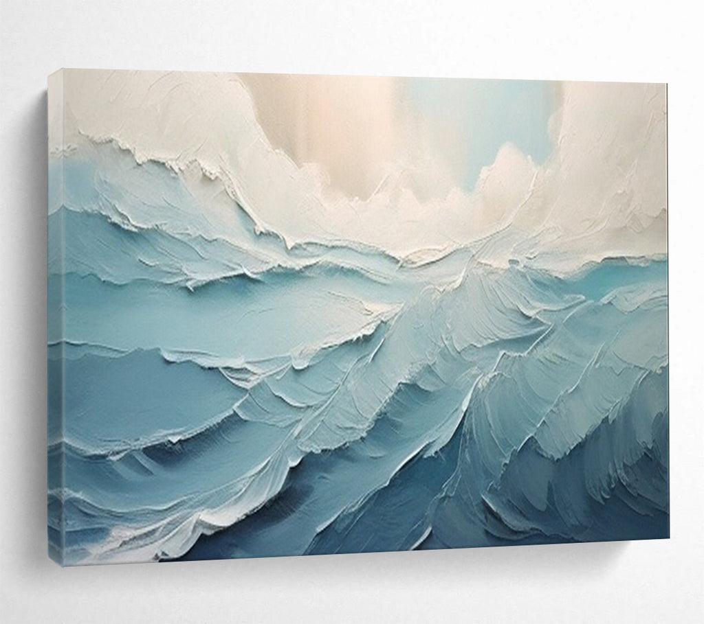 “Blue Wave Texture” - Abstract Seaside Painting On Canvas PT227