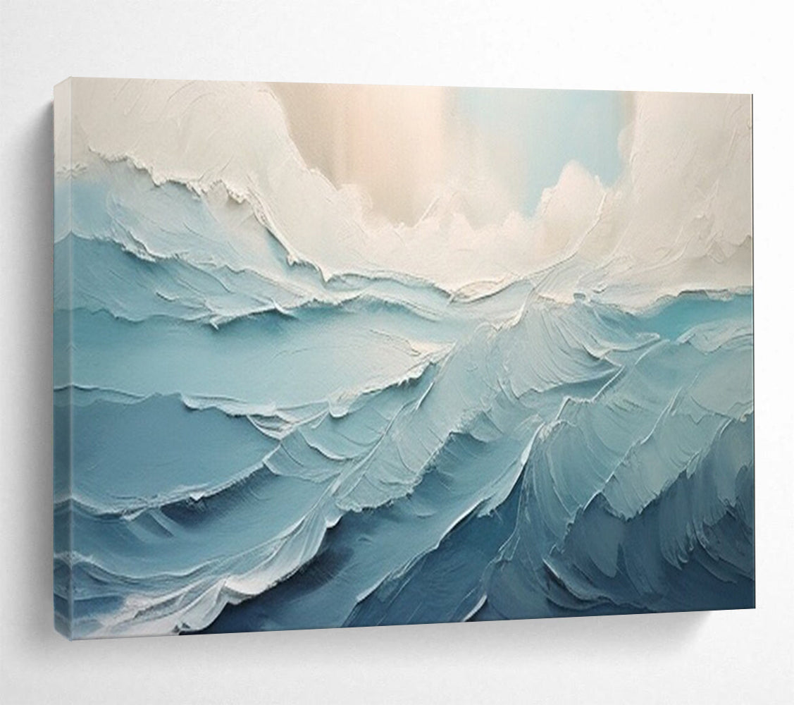“Blue Wave Texture” - Abstract Seaside Painting On Canvas PT227