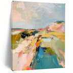 Hillside Harmony Abstract Pastel Landscape, Painting On Canvas PT2148