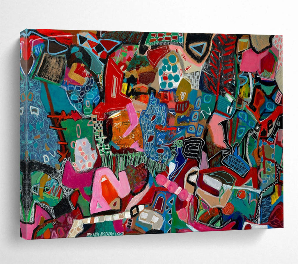 “Vibrant Abstract Mosaic” - Cubist - Inspired Painting On Canvas PT242