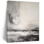 Gray, White, Beige with Textured Strokes "Atmospheric Drift" Abstract Painting On Canvas PS1377