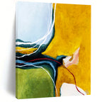 “Vibrant Yellow and Green Flow” - Abstract Energy Painting On Canvas PT2387