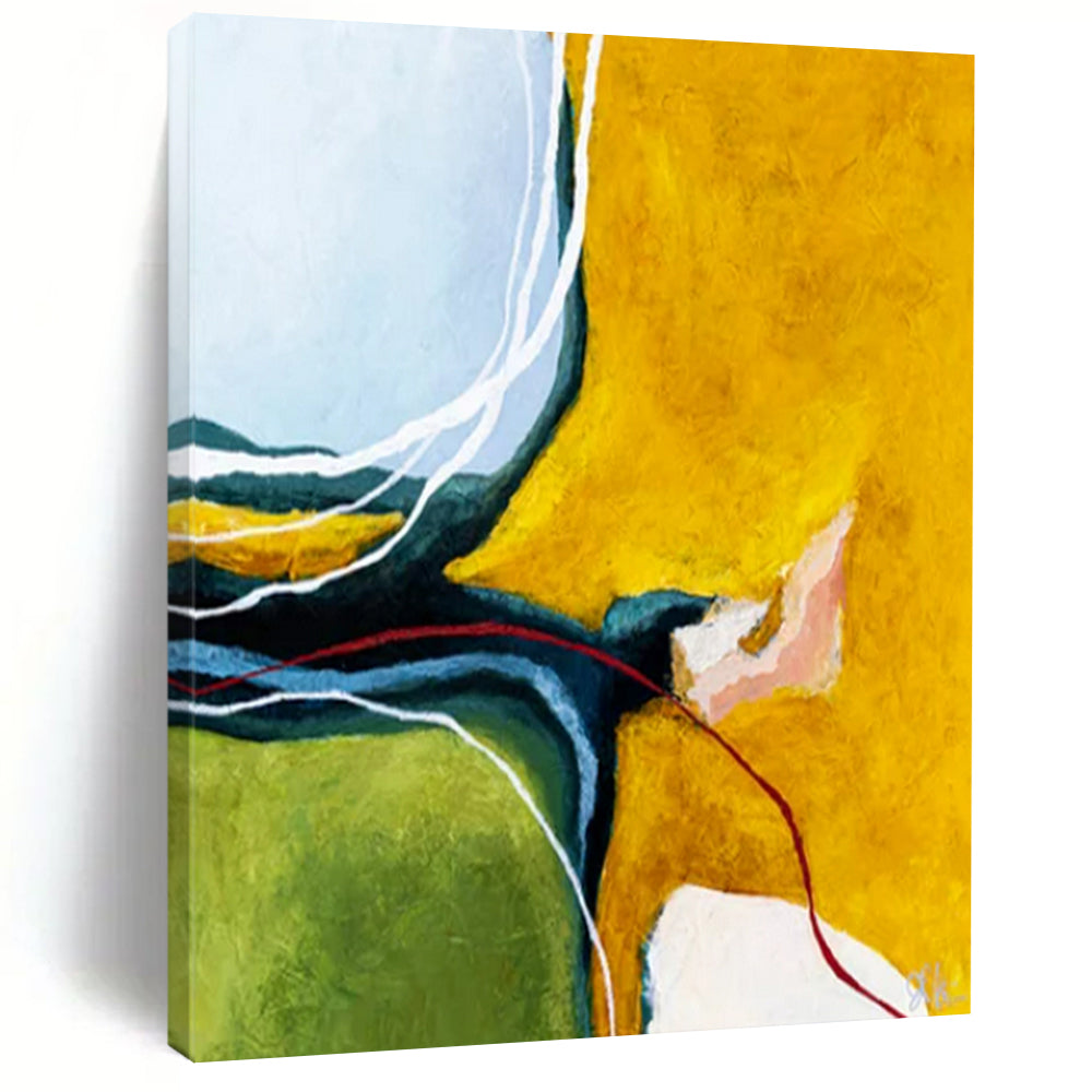 “Vibrant Yellow and Green Flow” - Abstract Energy Painting On Canvas PT2387