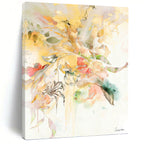 “Yellow - Pink Floral Splash” - Vibrant Floral Abstract Painting On Canvas PT1087