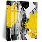 “Yellow, Black, and White Abstract” - Bold, Color - Blocked Painting On Canvas PT1526