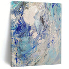 “Blue - White Textured Abstract” - Impasto Abstract Painting On Canvas PT1288