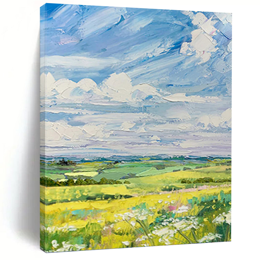 “Vibrant Countryside View” - Impressionistic Landscape Painting On Canvas PT1050