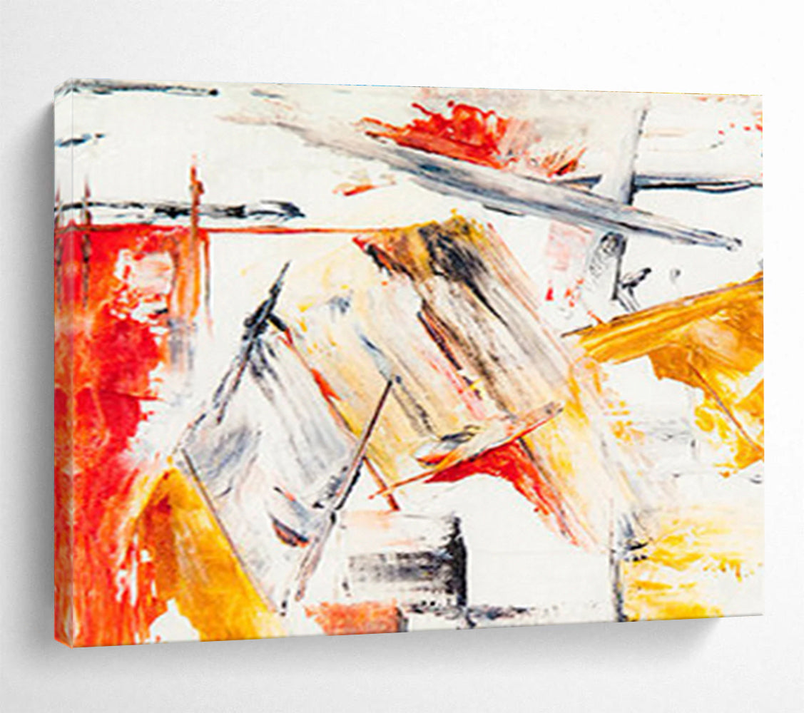 “Dynamic Red - Yellow Abstract” - Energetic Abstract Painting On Canvas DKS400