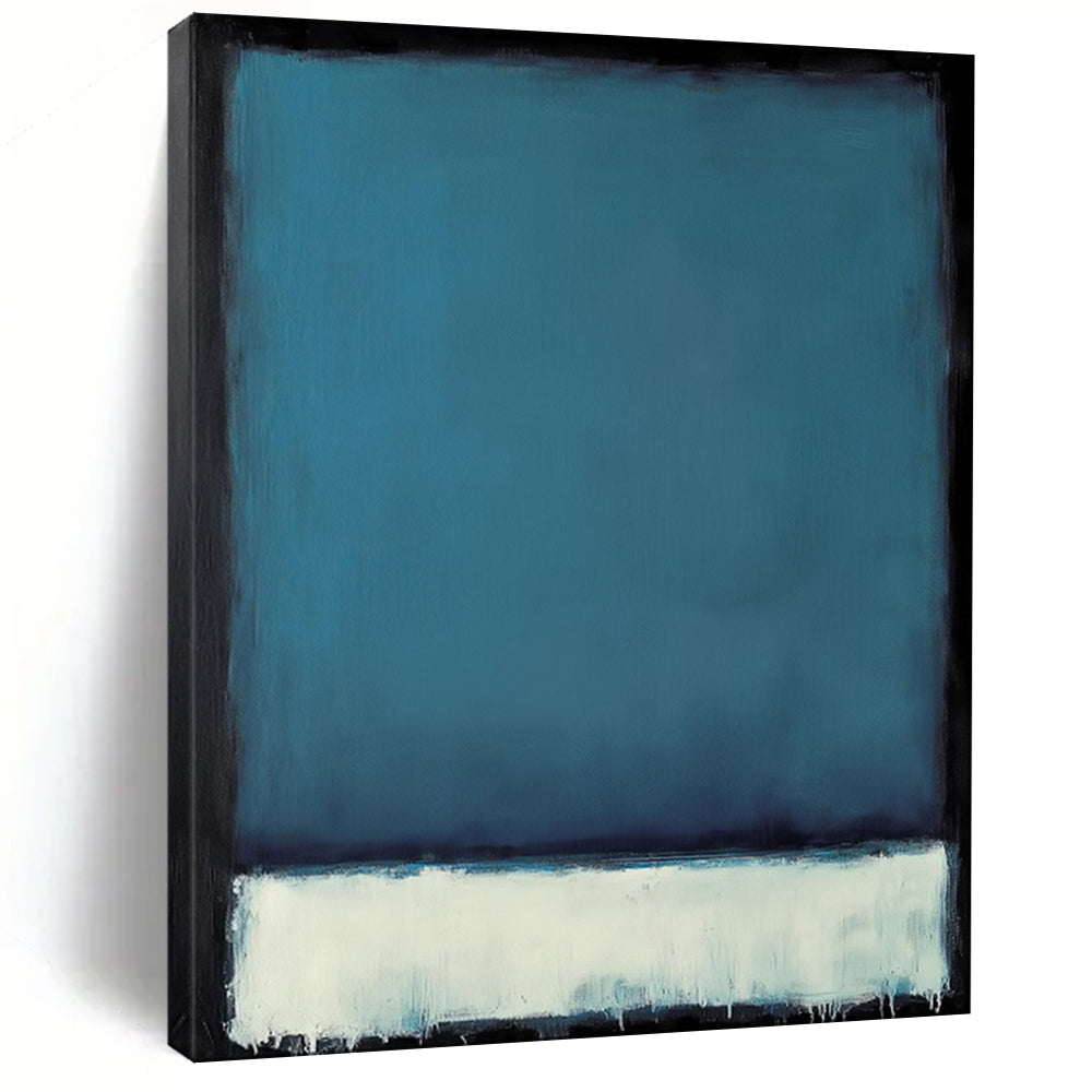 “Teal - White - Black Color - Blocked Abstract” - Minimalist Painting On Canvas PT1953