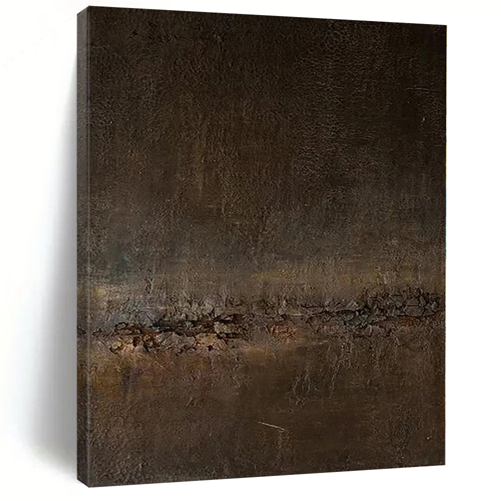 “Dark Brown Textured Abstract” - Mysterious Abstract Painting On Canvas PS0119