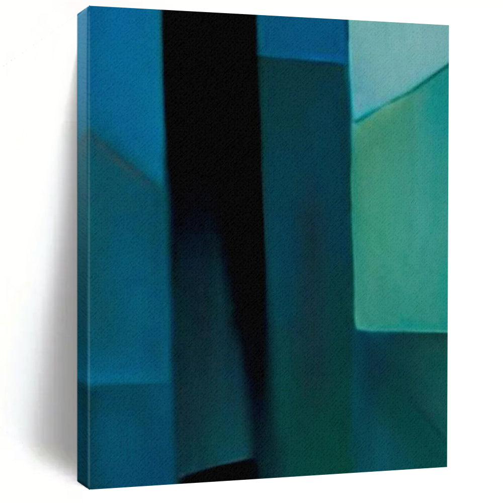 “Deep Blue Abstract” - Monochromatic Cubist Painting On Canvas PT2256