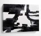 Black & White Abstract Composition Painting On Canvas DKS018